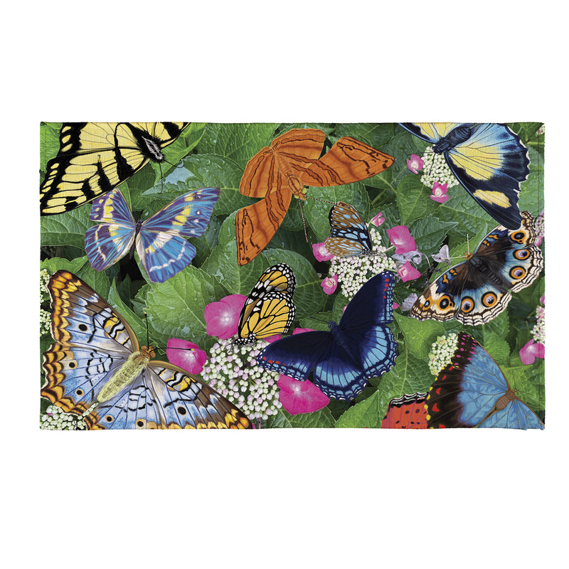 Evergreen Floormat,Hello Butterflies Washable Indoor/ Outdoor Mat,0.12x30x18 Inches