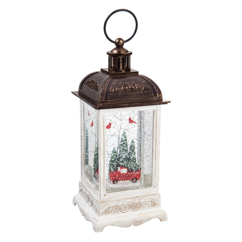 10'' Tall LED Lantern with Spinning Action and Timer Function Table Décor, Truck with Cardinals
