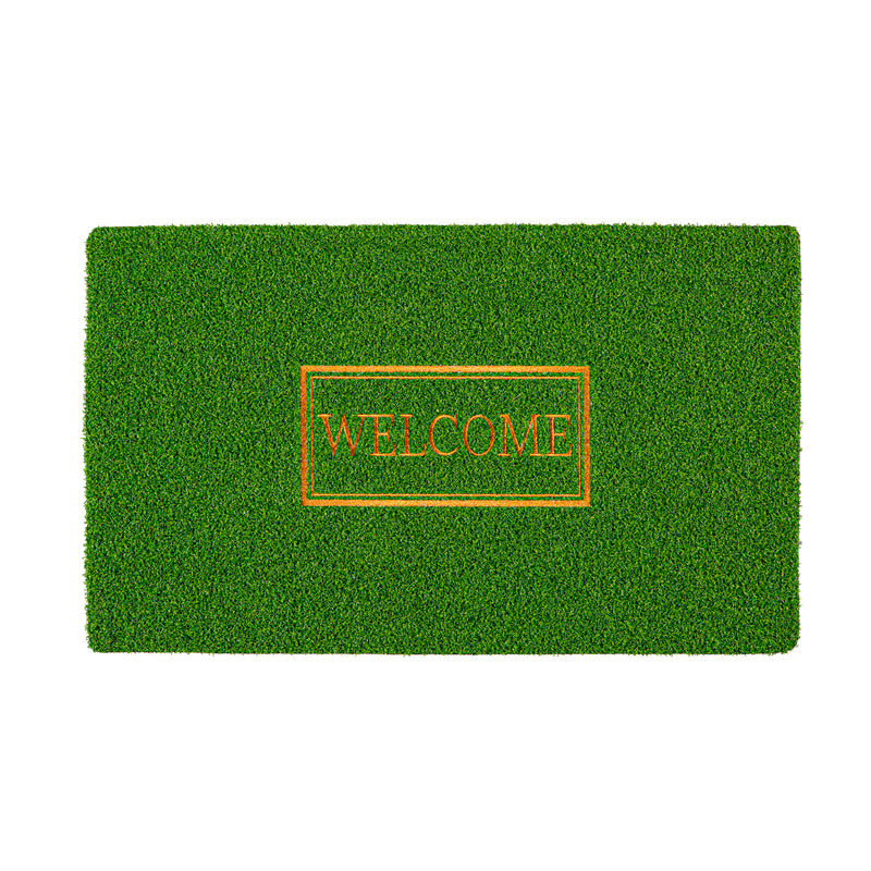 Evergreen Floormat,Welcome Embroidered Grass Mat,0.4x30x18 Inches