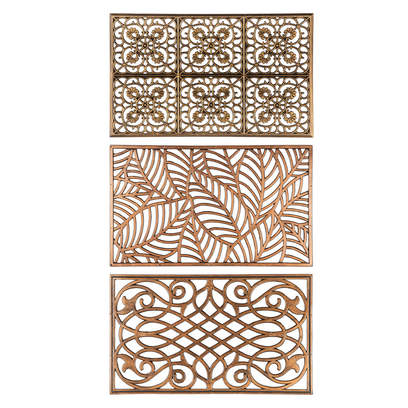 Evergreen Floormat,Grand Metallic Brush Ornate Rubber Grate Mat,30x0.3x18 Inches