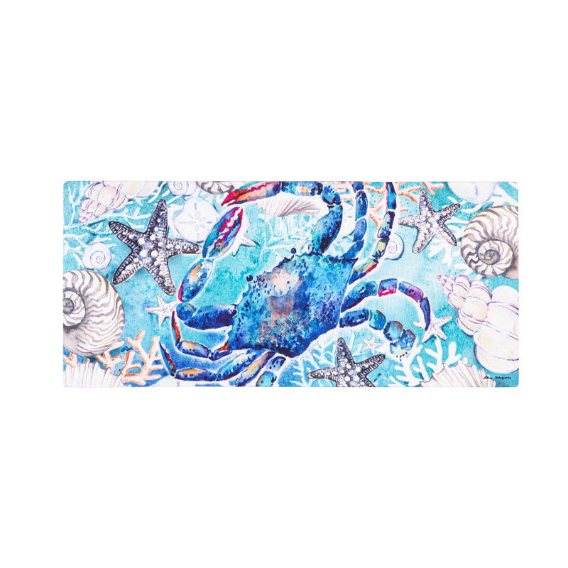 Evergreen Floormat,White Shells and Blue Crab Sassafras Switch Mat,0.25x22x10 Inches