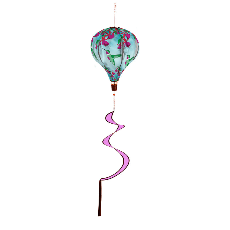 Evergreen Ballon Spinner,Hummingbird Feeding Animated Burlap Balloon Spinner,15x15x55 Inches