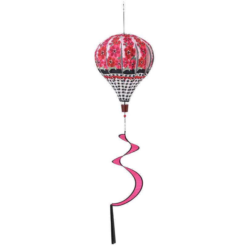 Evergreen Ballon Spinner,Buffalo Check Flower Pot Burlap Balloon Spinner,15x15x55 Inches