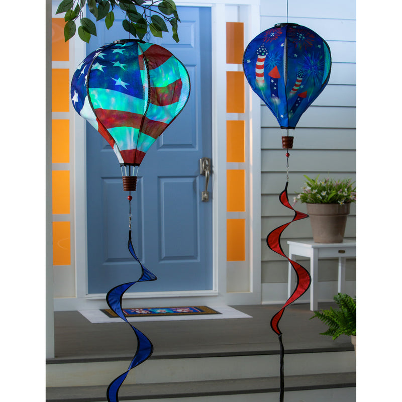 Evergreen Ballon Spinner,Waving American Flag Animated Lit Balloon Spinner,15x55x15 Inches