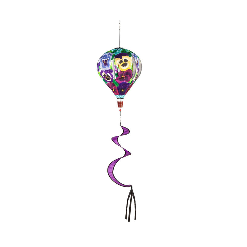 Evergreen Ballon Spinner,Pansy Garden Burlap Balloon Spinner,15x15x55 Inches