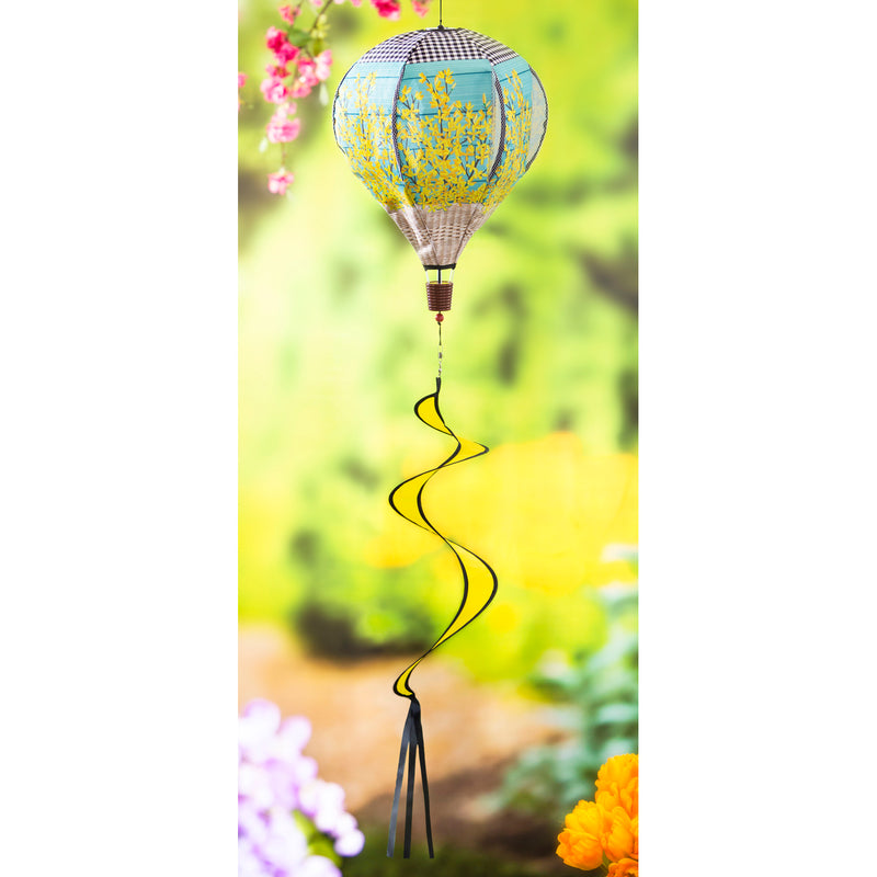 Evergreen Ballon Spinner,Forsythia Basket Burlap Balloon Spinner,15x15x55 Inches