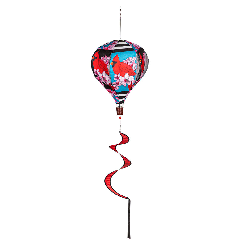 Evergreen Ballon Spinner,Spring Cardinal Burlap Balloon Spinner,15x15x55 Inches