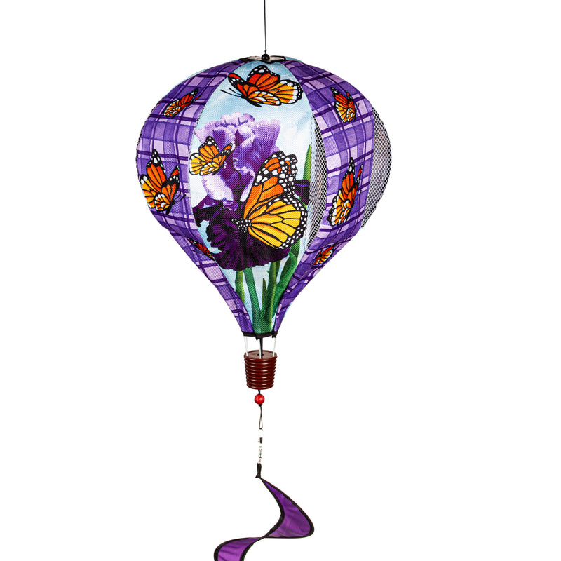 Evergreen Ballon Spinner,Iris Butterflies Burlap Balloon Spinner,15x15x55 Inches