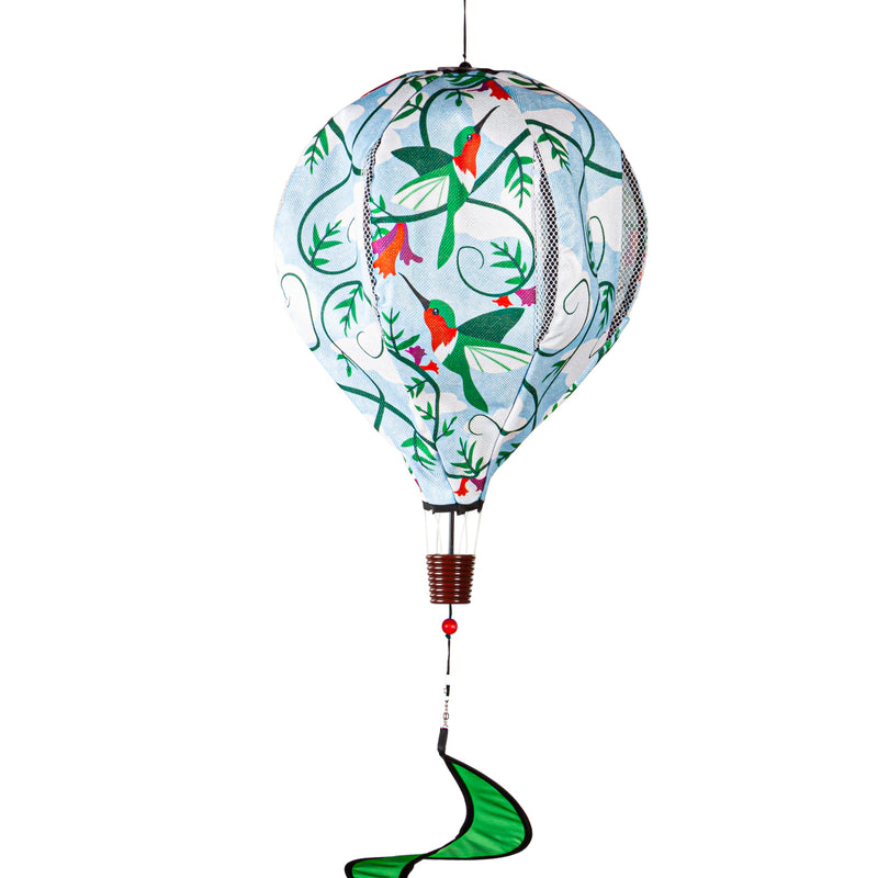 Evergreen Ballon Spinner,Hummingbird Burlap Balloon Spinner,15x15x55 Inches