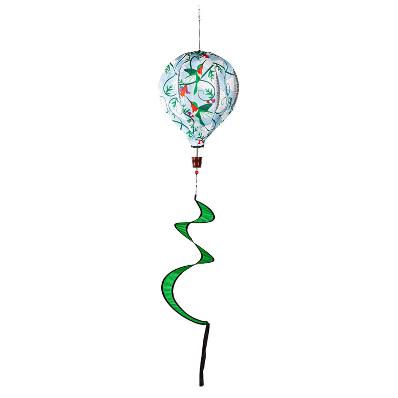 Evergreen Ballon Spinner,Hummingbird Burlap Balloon Spinner,15x15x55 Inches