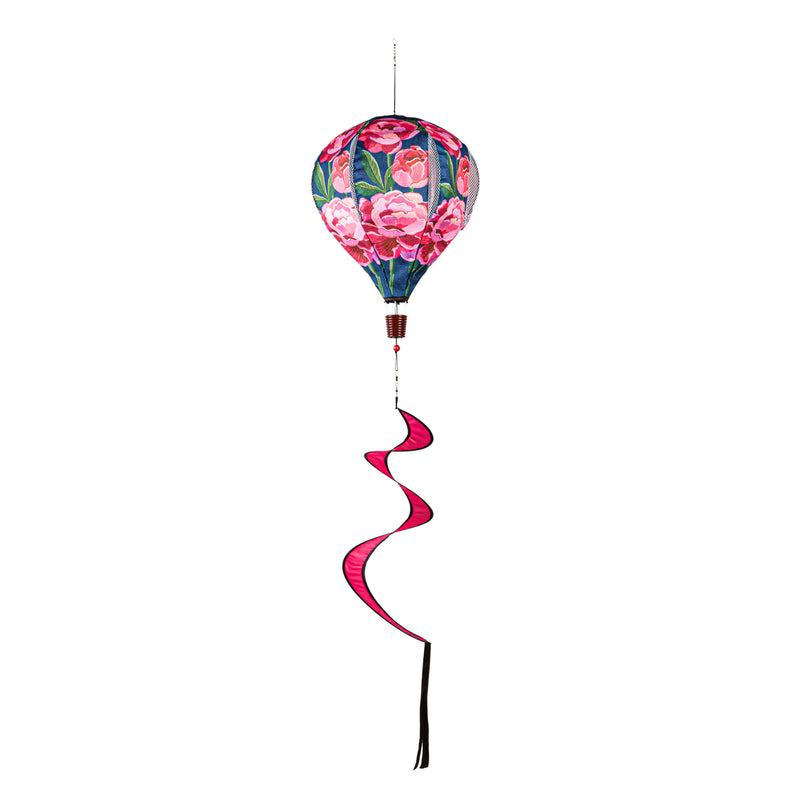 Evergreen Ballon Spinner,Peony Garden Welcome Burlap Balloon Spinner,15x15x55 Inches