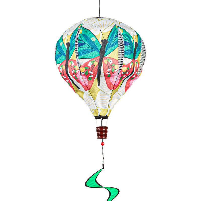 Evergreen Ballon Spinner,Folk Butterfly Burlap Balloon Spinner,15x15x55 Inches