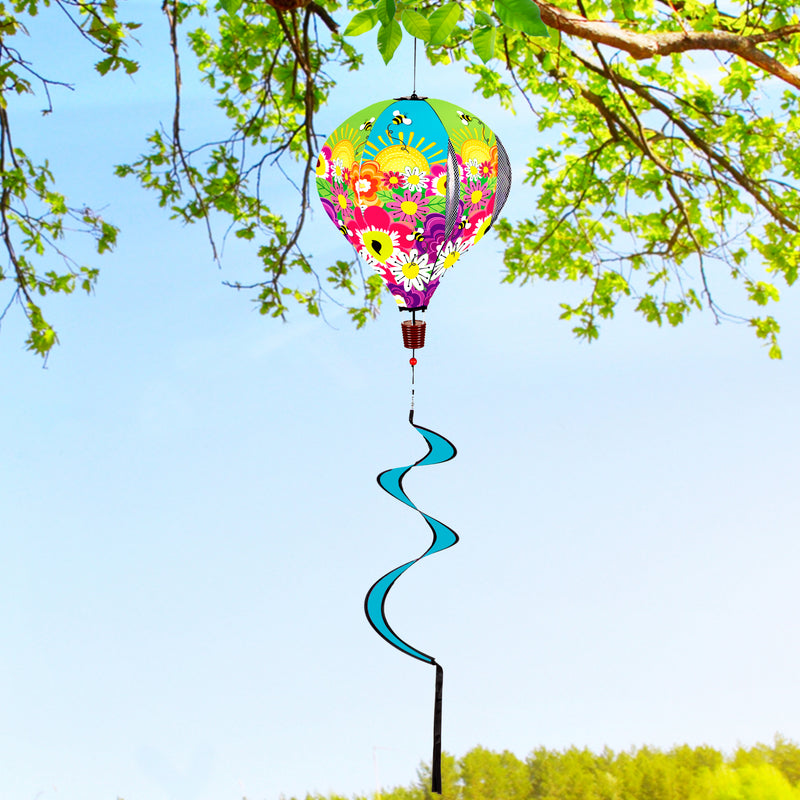Evergreen Ballon Spinner,Hello Sunshine Burlap Balloon Spinner,15x15x55 Inches