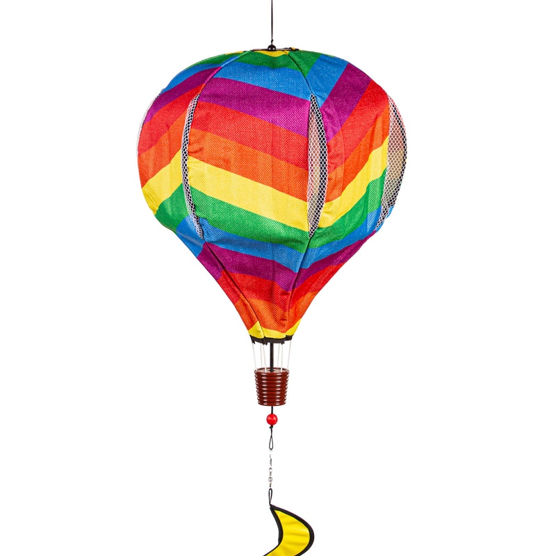 Evergreen Ballon Spinner,Rainbow Chevron Burlap Balloon Spinner,15x15x55 Inches