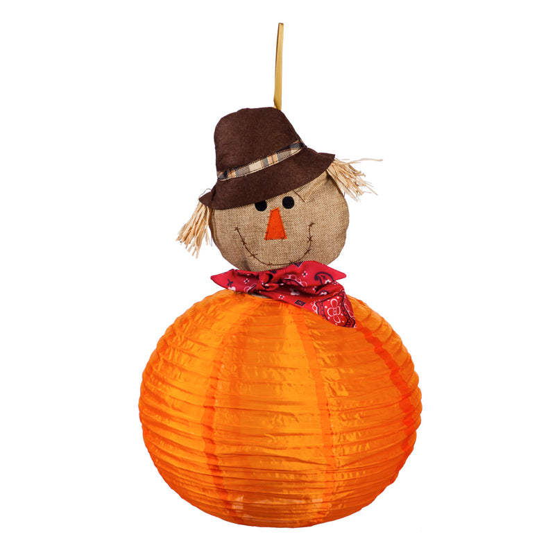 Evergreen Deck & Patio Decor,Scarecrow Beaming Buddies Collapsible Lantern,14x14x24 Inches