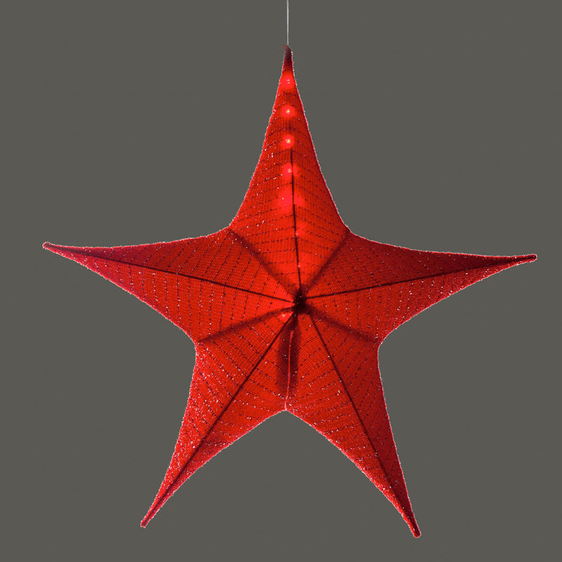 Lighted Fabric Star, Large, Red,  31"x11"x31"inches
