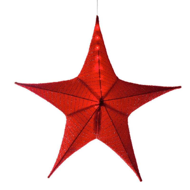 Lighted Fabric Star, Large, Red,  31"x11"x31"inches