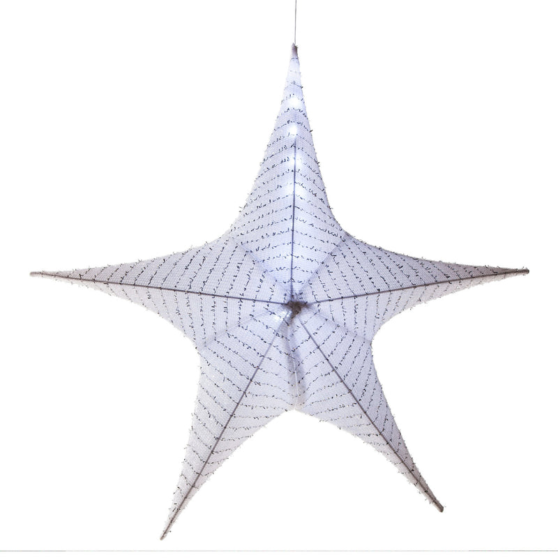 Evergreen Deck & Patio Decor,Lighted Fabric Star, Large, White,31x31x11 Inches