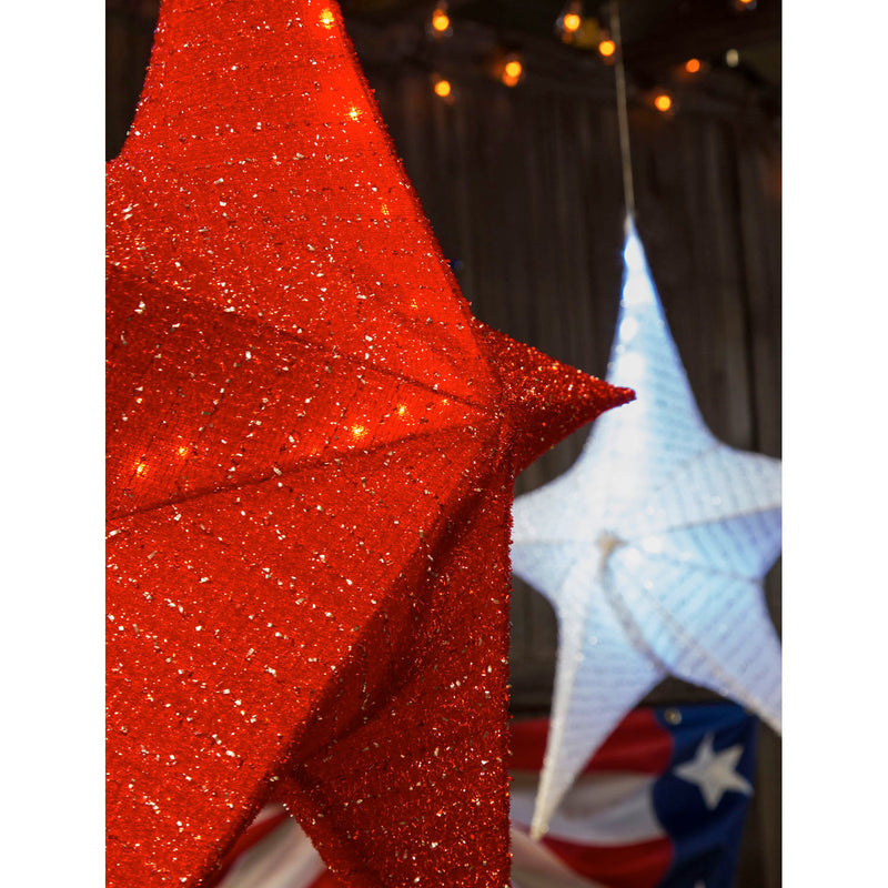 Lighted Fabric Star, Small, White,  17"x6"x17"inches