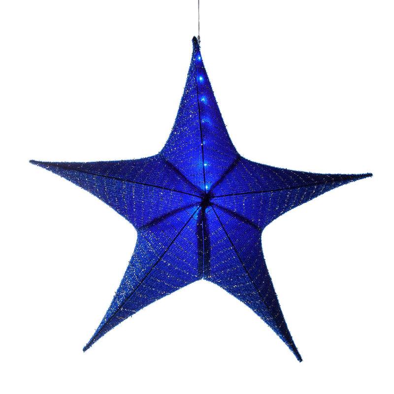 Evergreen Deck & Patio Decor,Lighted Fabric Star, Large, Blue,31x11x31 Inches