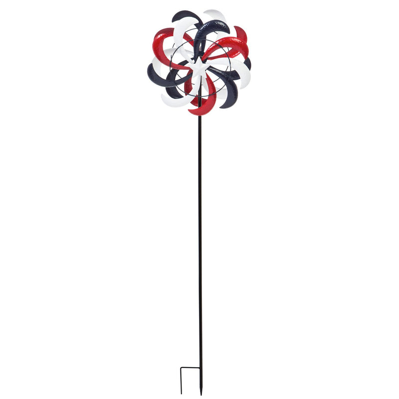 48"H Wind Spinner Garden Stake, Americana,11.6"x5.3"x48"inches