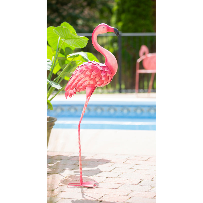37.5"H Metal Flamingo Garden Statuary, 14.96"x7.09"x37.6"inches