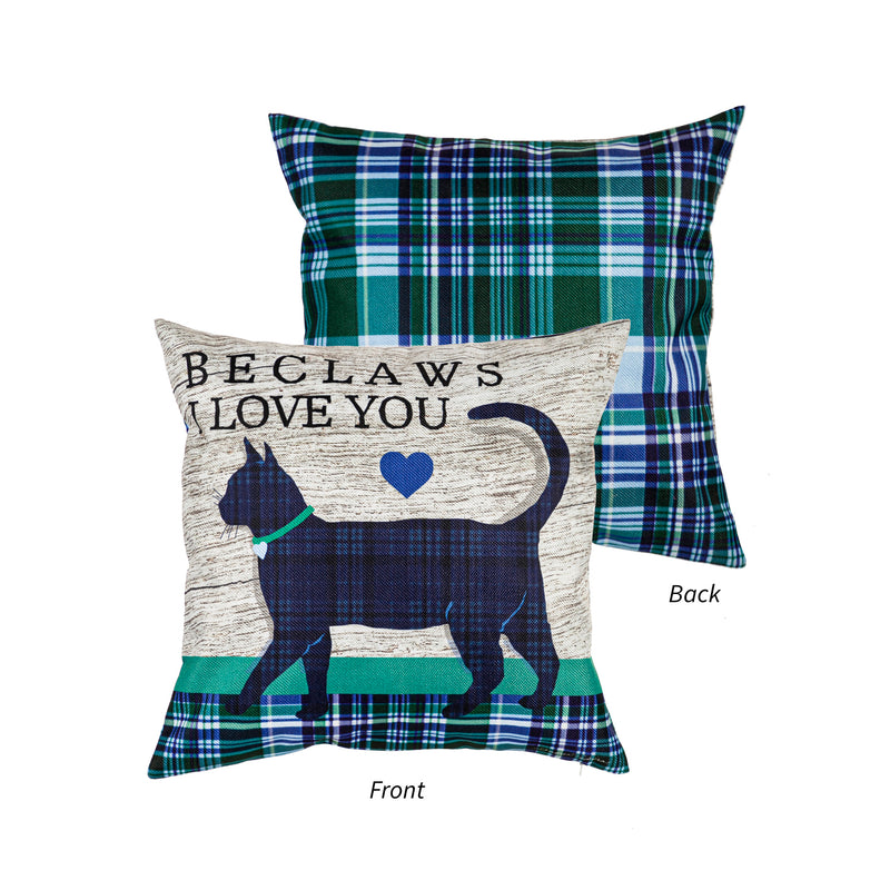 Evergreen Deck & Patio Decor,Beclaws I love You Outdoor Pillow Cover,18x0.25x18 Inches