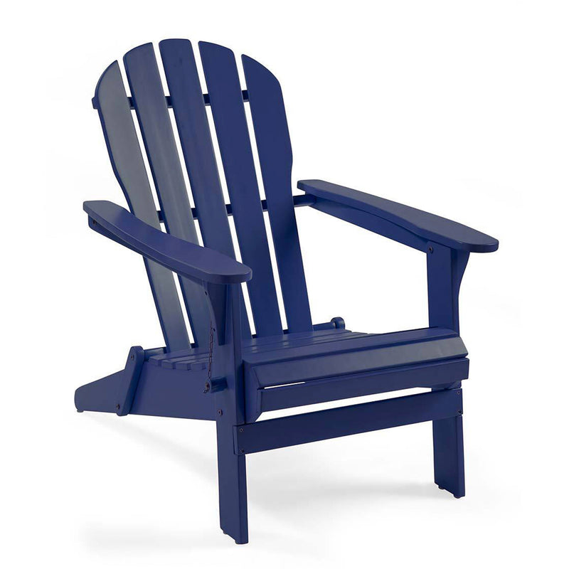 Evergreen Deck & Patio Decor,Wooden Adirondack Chair - Navy,40.75x22.5x7.75 Inches