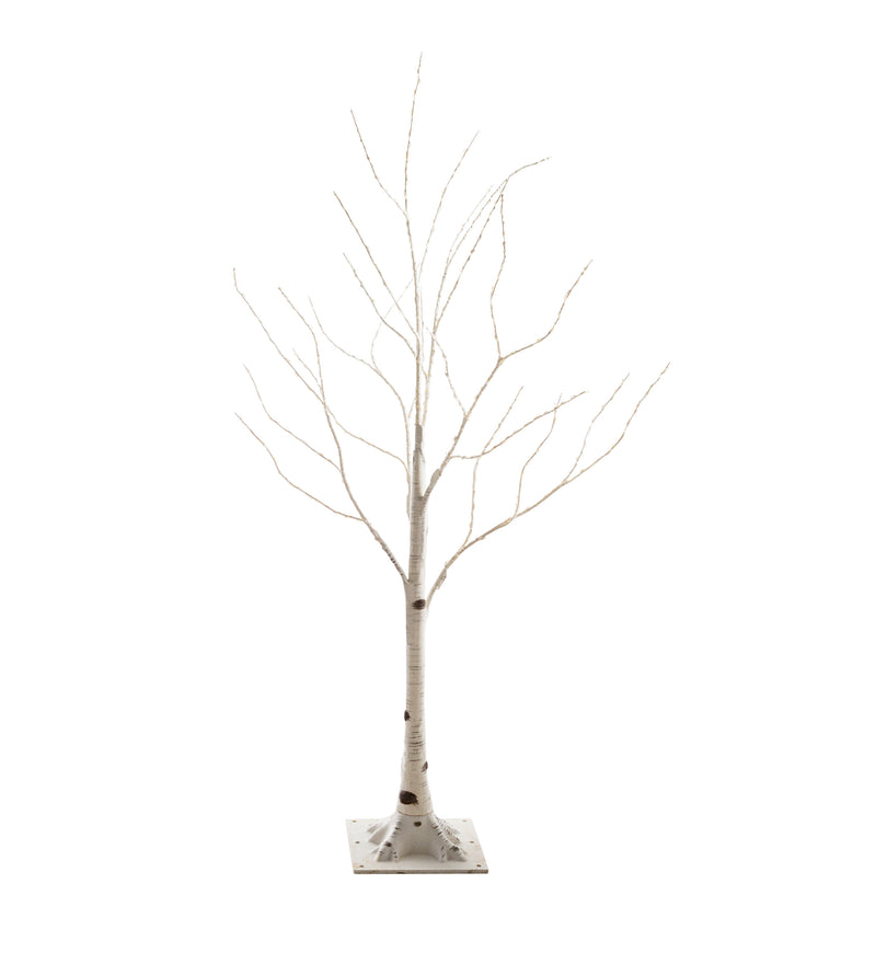 4'H Indoor/Outdoor Birch Tree with 112 White and Multicolor Lights, 7.1"x7.1"x48"inches