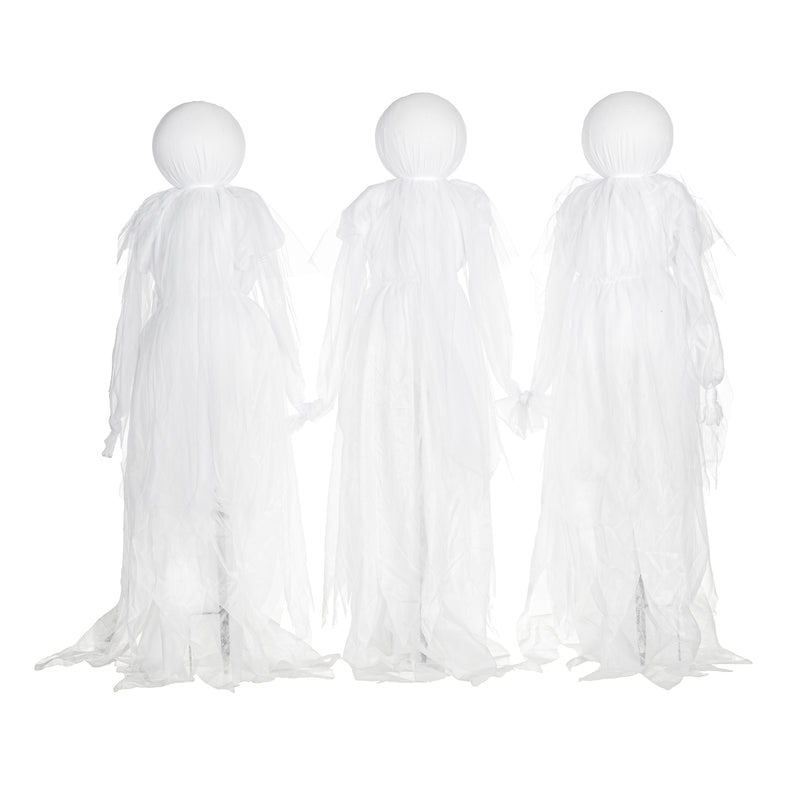 Evergreen Flag,Lighted Halloween Phantom Ghost Stakes, Set of 3,42x12x6.5 Inches