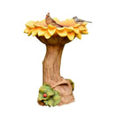 Sunflower with Leaves and Ladybug Carved Resin Birdbath,84g3426