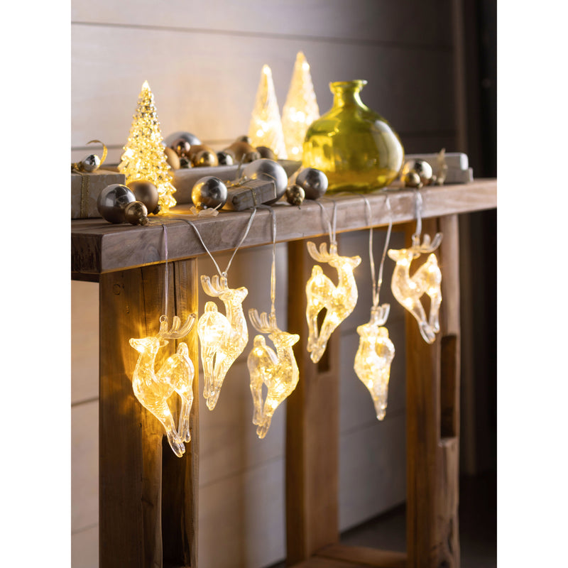 Evergreen Deck & Patio Decor,Battery Operated Deer Garland String Light,98.42x3.94x6.3 Inches