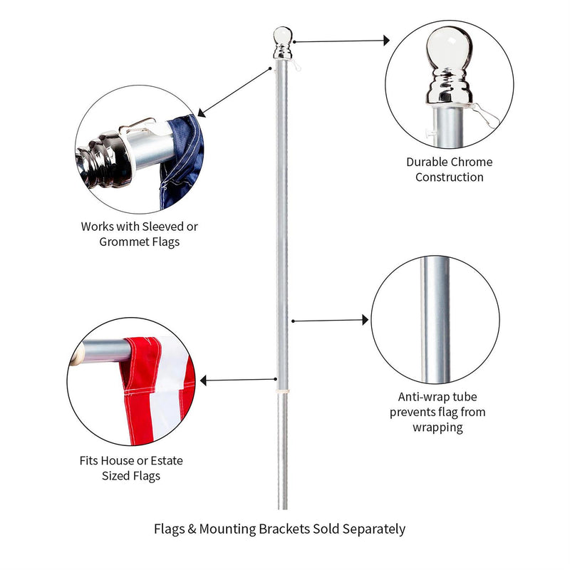 Chrome Finish Aluminum Pole w/ Anti Wrap Tube