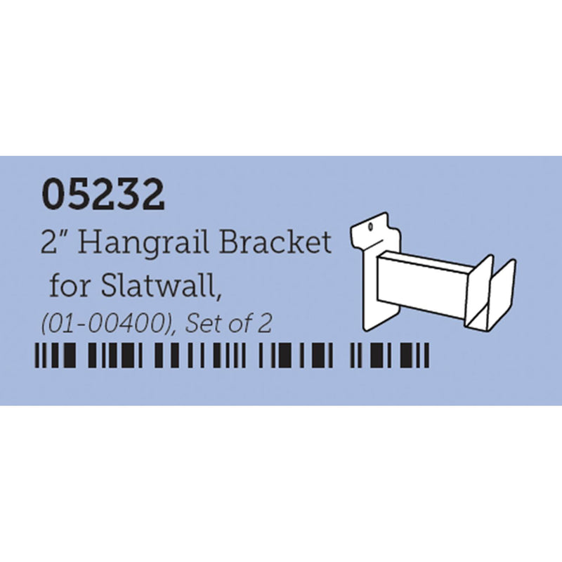 2" Hangrail Brackets for Slatwall, White, Set of 2