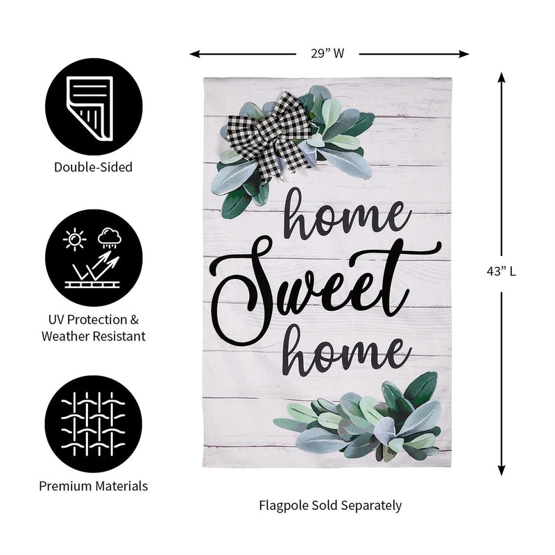 Home Sweet Home Eucalyptus House Burlap Flag