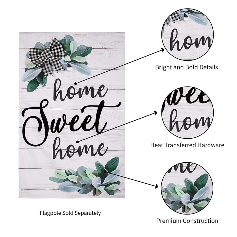 Home Sweet Home Eucalyptus House Burlap Flag