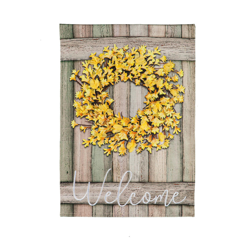 Forsythia Farmhouse Wreath Burlap House Flag