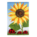 Sunflower & Ladybug Burlap House Flag