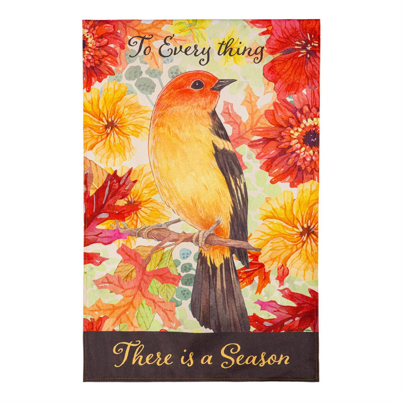 Changing Seasons Bird Burlap House Flag