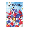 Patriotic Birdhouse Burlap House Flag