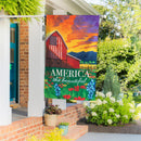 America The Beautiful Burlap House Flag