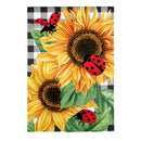 Sunflower Ladybugs Burlap House Flag