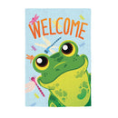 Friendly Frog Burlap House Flag