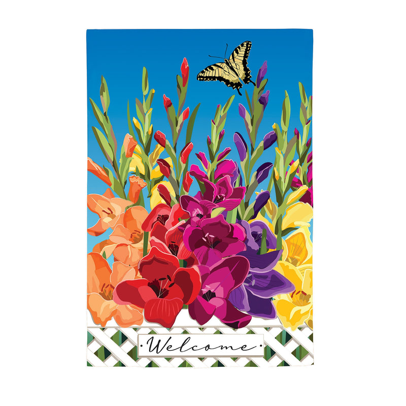 Gladiolus Garden Burlap House Flag