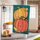 Quilted Pumpkins Burlap House Flag