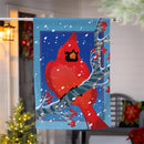 Snowy Cardinal Burlap House Flag