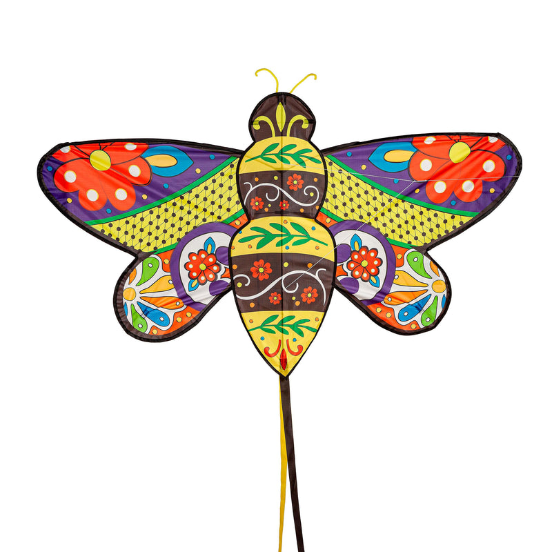 Ever Fliers Fun Floral Bee Kite with Tail and Reel