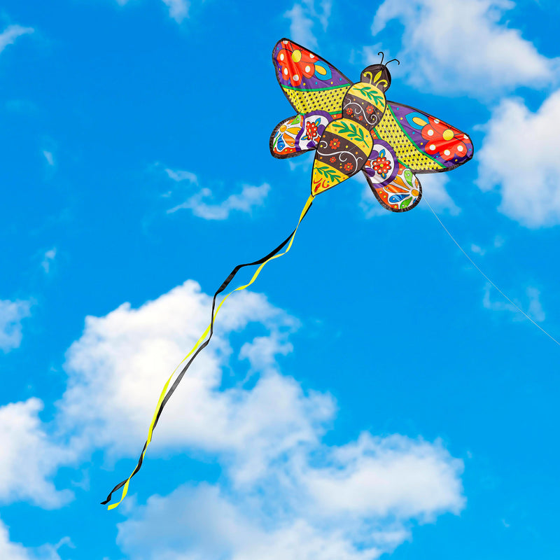 Ever Fliers Fun Floral Bee Kite with Tail and Reel
