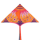 Ever Fliers Orange Floral Burst Delta Kite with Tail and Reel