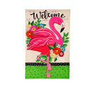Floral Flamingo Welcome Linen House Flag
